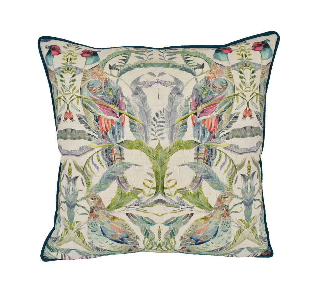 Voyage - Netherton - Pomegranate - Striking Watercolour Statement Cushion Cover Contrast Piped Throw Pillow Designer Home Decor.