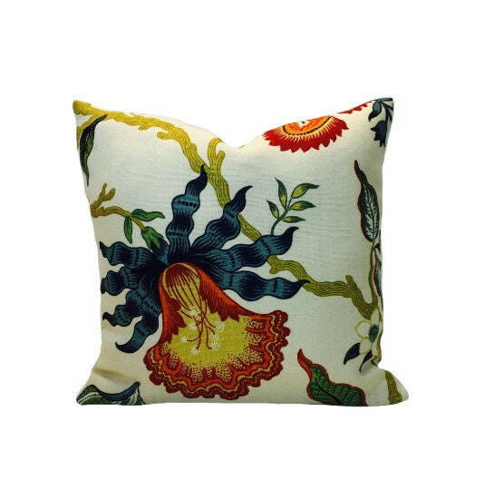 Schumacher - Hothouse Flowers - Spark - Exotic Floral Motif Designer Cushion Cover - Handmade Throw Pillow - Luxury Home Decor.