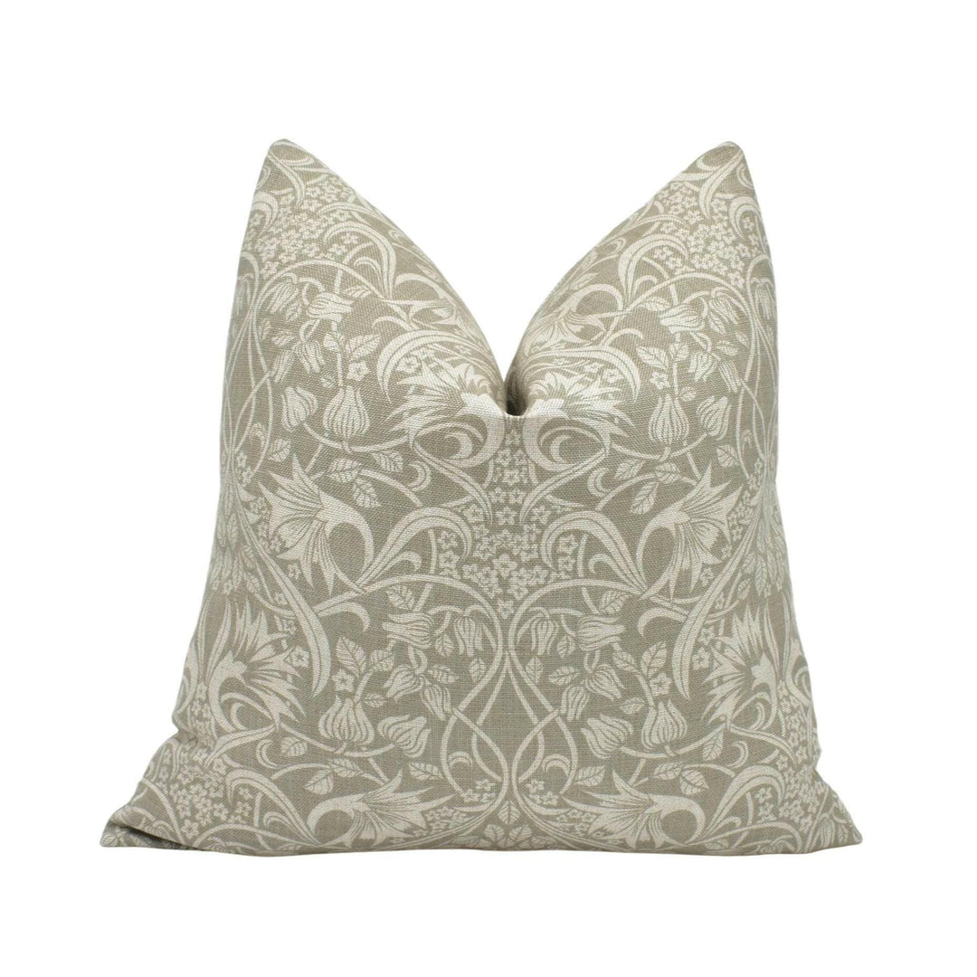 GP and J Baker - Fritillerie - Warm Grey - Timeless Delicate Scrollwork Floral Designer Cushion Cover - Luxury Throw Pillow - Handmade Home.