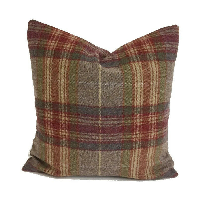 Abraham Moon - Threshfield - Rhodolite -  100% Wool Cushion Cover - Designer Plaid Pillow Cover - Handmade Custom Abraham Moon Pillowmade.