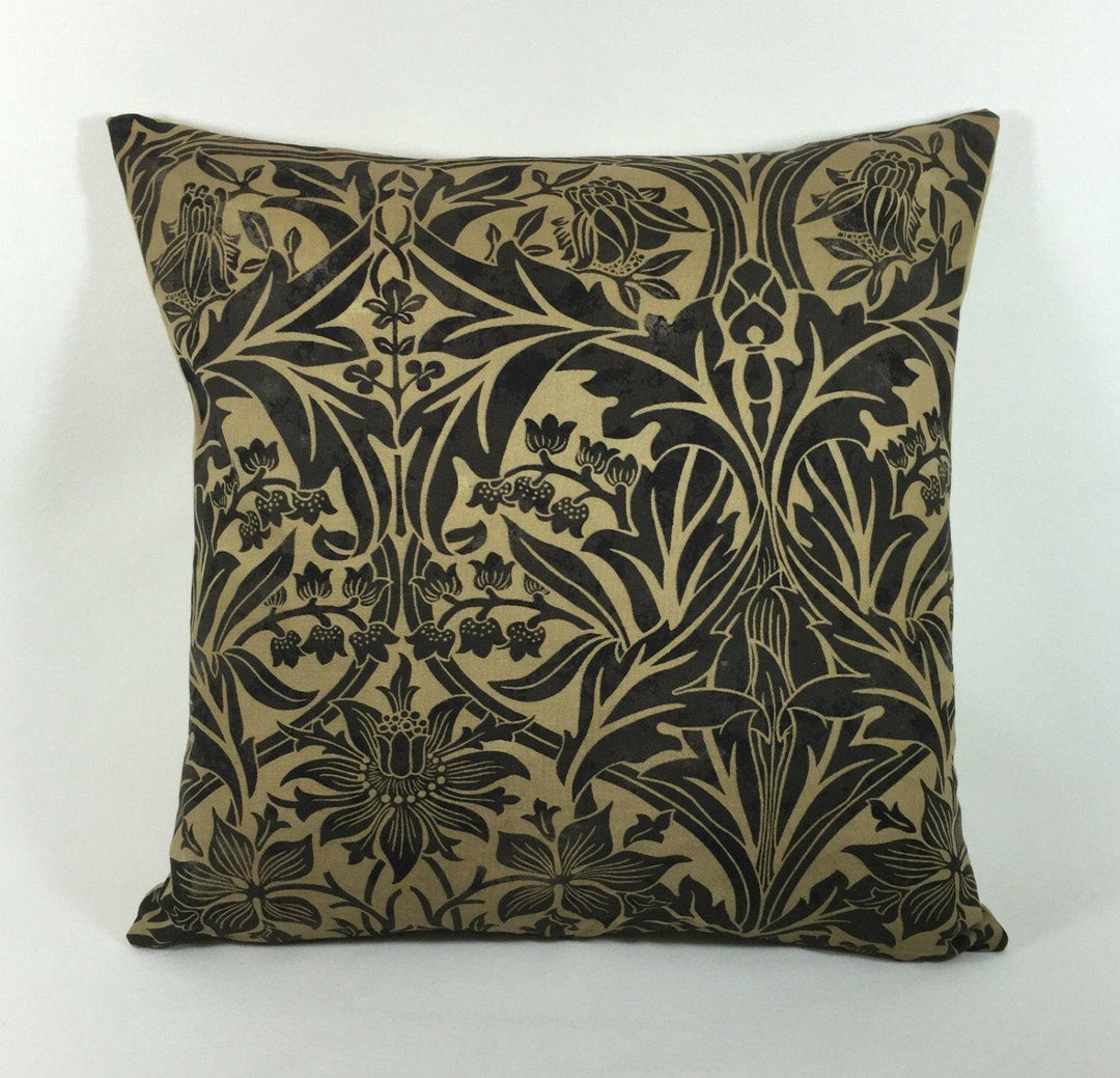 William Morris - Bluebell - Black / Manilla - Classic English Designer Cushion Cover Stunning Designer Throw Pillow Home Decor.