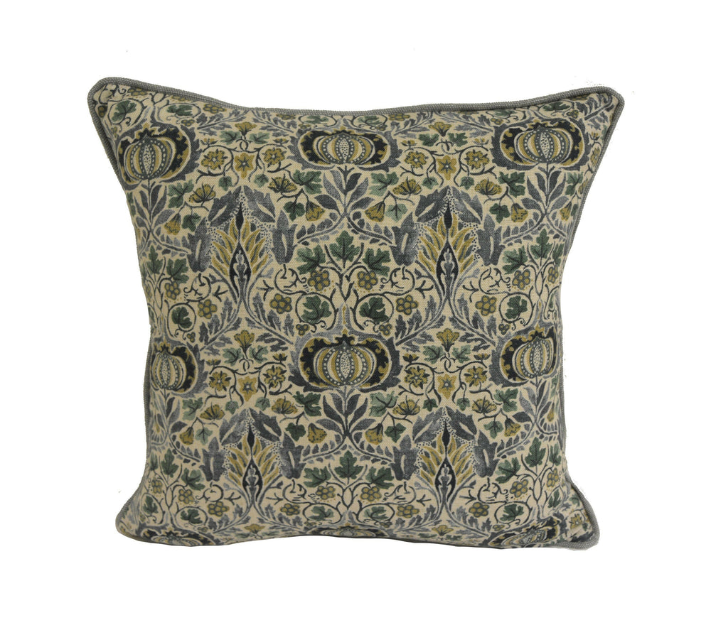 William Morris - Little Chintz - Blue / Fennel - Classic Morris Indian Inspired Pomegranate Designer Cushion Cover- Luxury Throw Pillow.