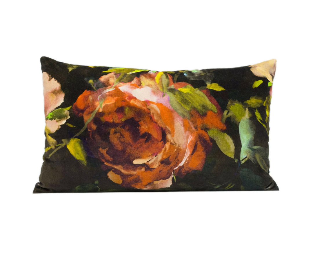 Designers Guild - Gertrude Rose - Sepia - Large Scale Painterly Floral Velvet Cushion Cover - Handmade Throw Pillow - Designer Home Décor.