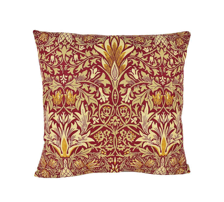 William Morris - Snakeshead - Claret / Gold - Cushion Cover Throw Pillow Designer Home Decor.