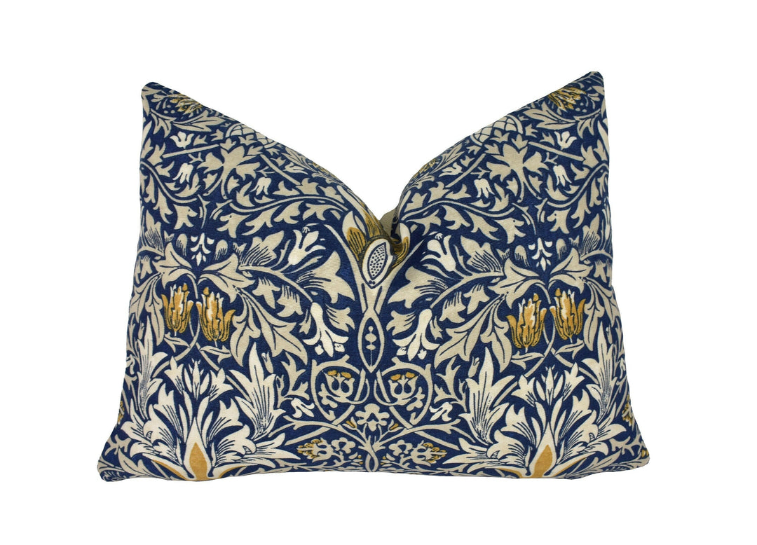 William Morris - Snakeshead  - Indigo / Hemp  Cushion Cover Throw Pillow Designer Home Decor.