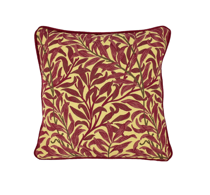 William Morris - Willow Bough Weave - Crimson / Manilla - Cushion Cover Throw Pillow Designer Home Decor.