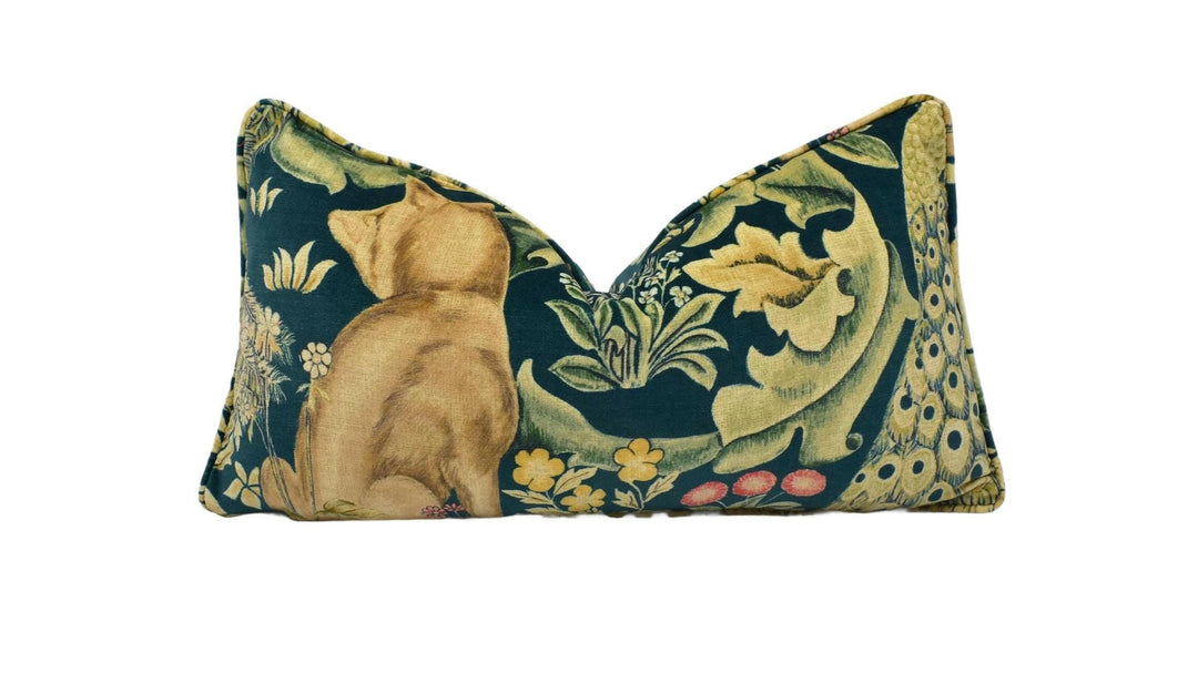 William Morris - Forest Velvet - Azure - Dramatic Woodland Creatures Tapestry Lush Velvet Designer Cushion Cover Handmade Throw Pillow Home.