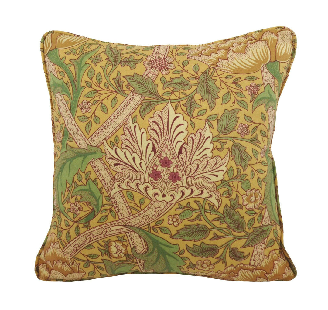 William Morris - Windrush - Gold / Thyme - Classic Morris & Co Floral Design Cushion Cover - Handmade Throw Pillow Designer Home Decor.