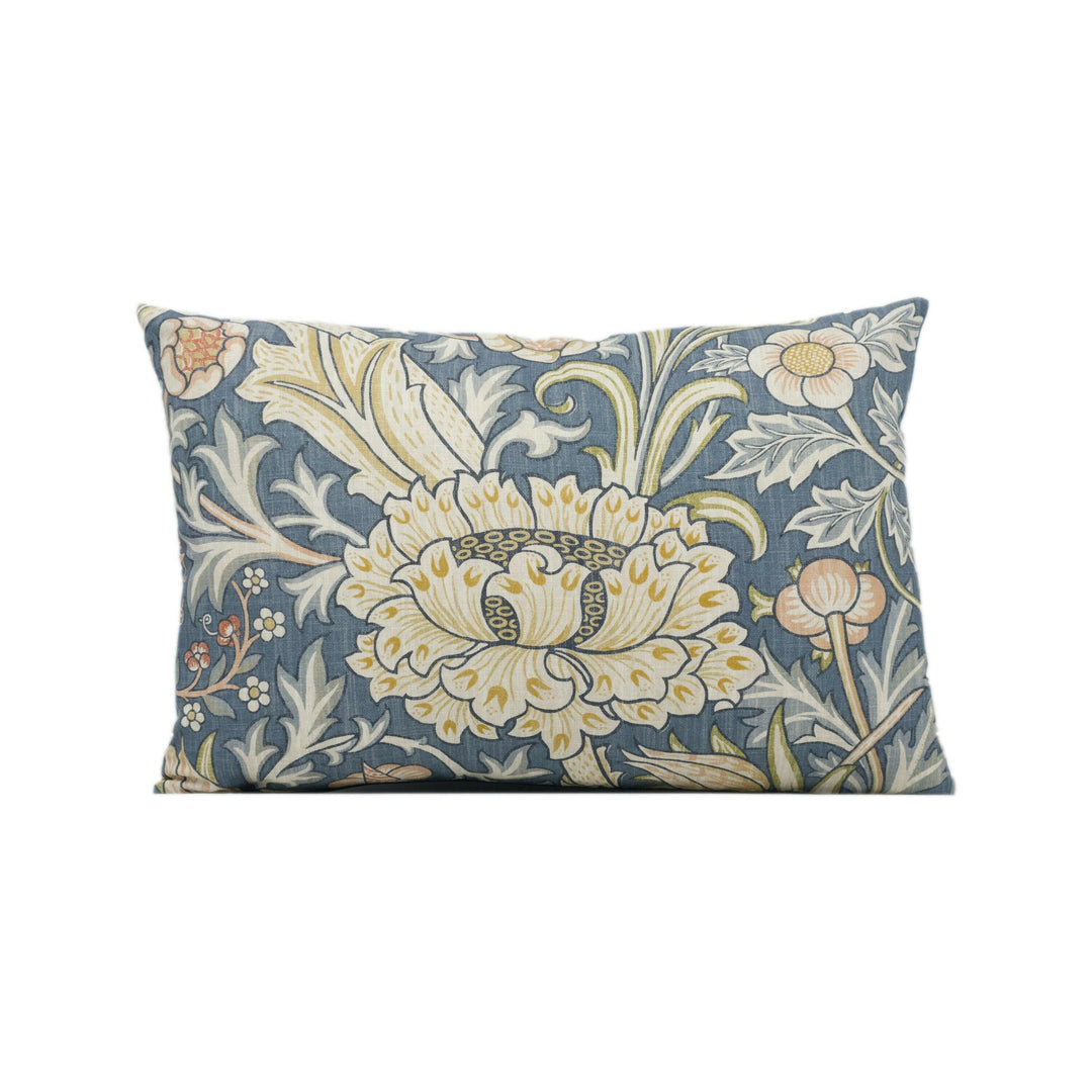 William Morris - Trent - Woad Blue - Rich Vibrant English Garden Floral Designer Cushion Cover - Luxuy Throw Pillow - Handmade Home Decor.