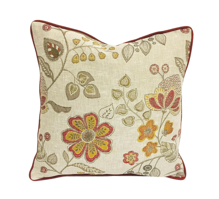 Voyage - Hartwell - Terracotta - Warm Floral Jacquard Cushion Cover - Handmade Throw Pillow - Designer Home Decor.