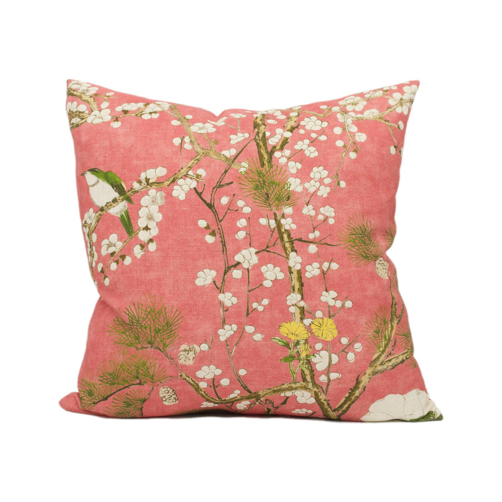 Thibaut - Katsura - Coral - Rich Winding Japanese Maple Floral Designer Cushion Cover - Luxury Throw Pillow - Designer Home Decor.