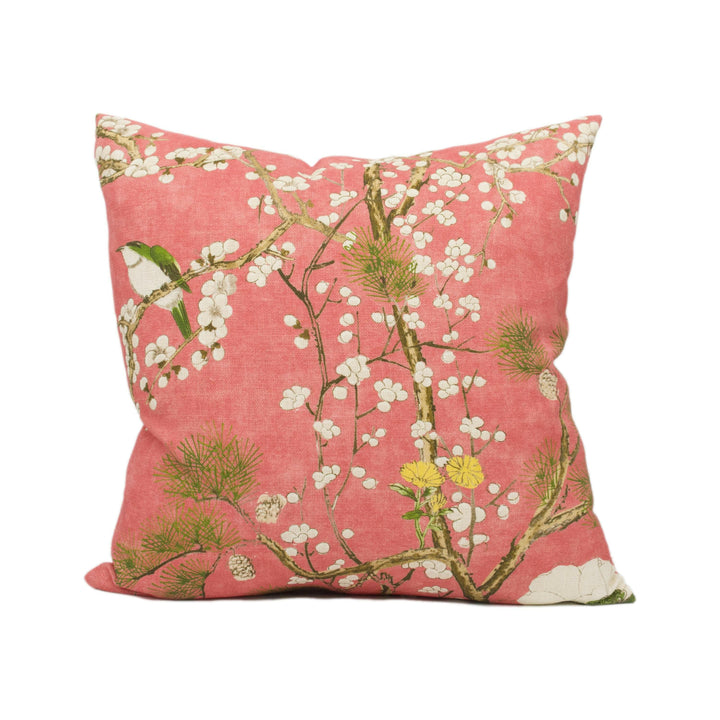 Thibaut - Katsura - Coral - Rich Winding Japanese Maple Floral Designer Cushion Cover - Luxury Throw Pillow - Designer Home Decor.