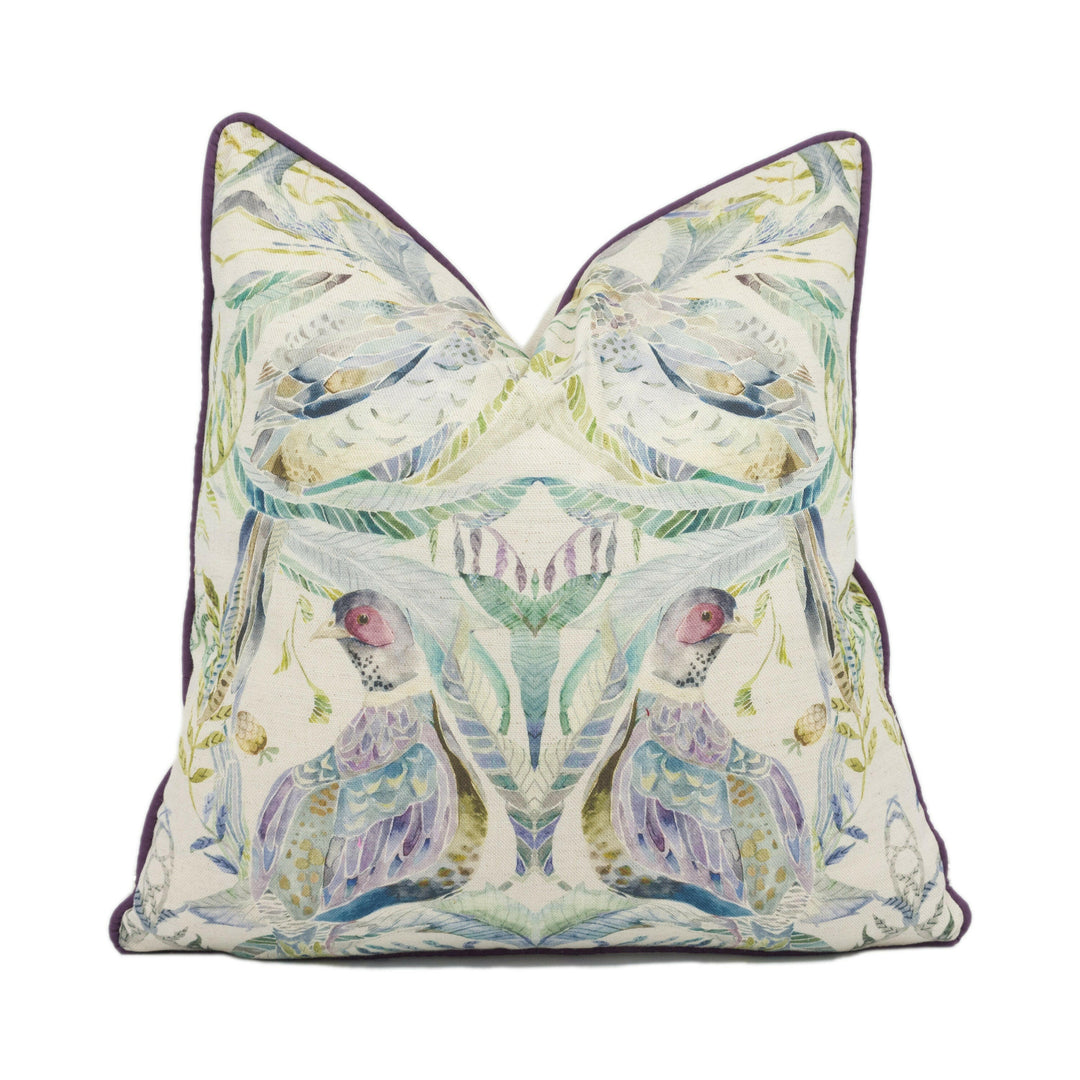 Voyage - Netherton - Skylark - Striking Contrast Piped Watercolour Statement Cushion Cover - Handmade Throw Pillow - Designer Home Décor.