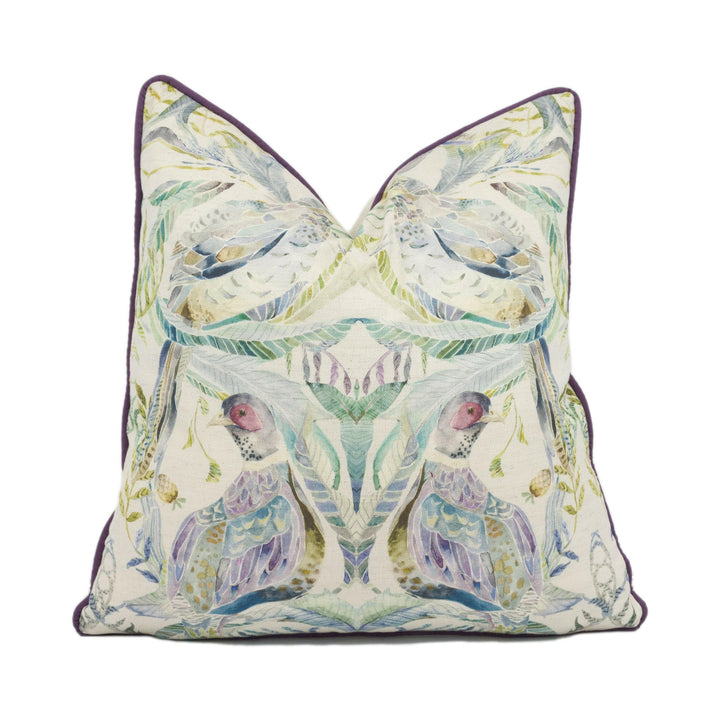 Voyage - Netherton - Skylark - Striking Contrast Piped Watercolour Statement Cushion Cover - Handmade Throw Pillow - Designer Home Décor.