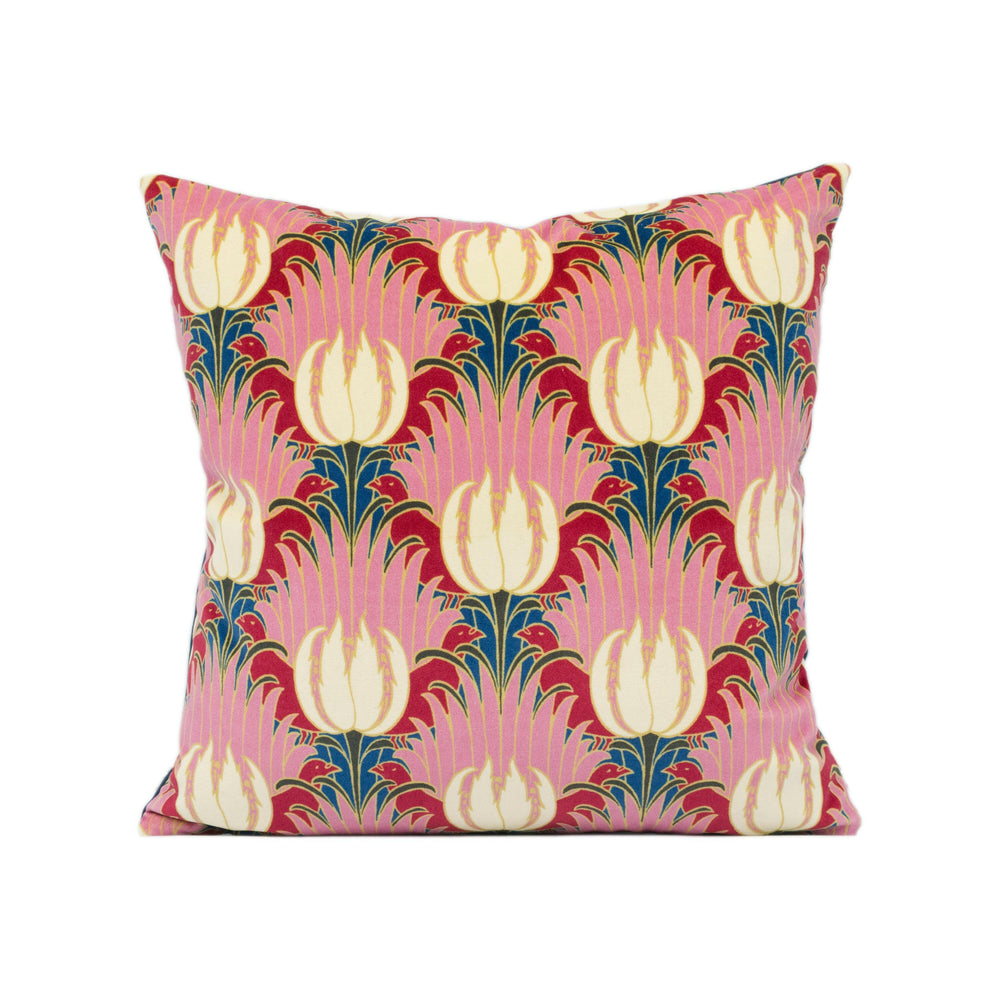 William Morris - Tulip and Bird - Amaranth & Blush - Bold Arts and Crafts Velvet Cushion Cover - Handmade Throw Pillow - Designer Home Décor.