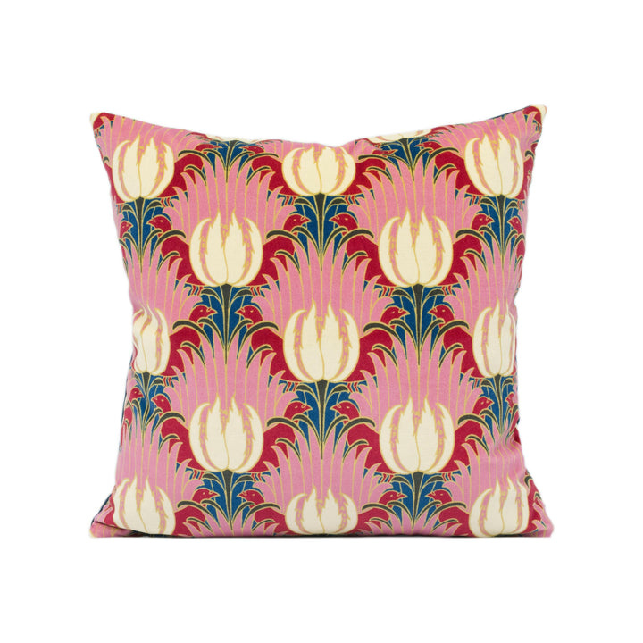 William Morris - Tulip and Bird - Amaranth & Blush - Bold Arts and Crafts Velvet Cushion Cover - Handmade Throw Pillow - Designer Home Décor.