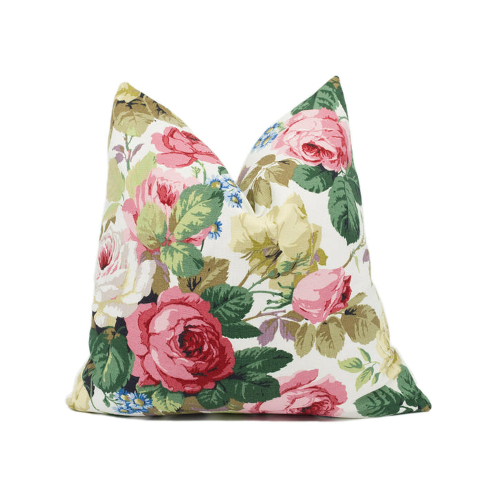 Sanderson - Chelsea - White / Pink - Classic Elegant Floral Cushion Cover - Handmade Throw Pillow - Designer Home Décor.