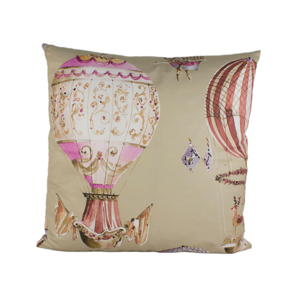 Manuel Canovas - L'Envol - Tomate - Whimsical Hot Air Balloon Designer Cushion Cover - Handmade Throw Pillow - Designer Home Décor.
