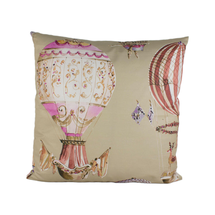 Manuel Canovas - L'Envol - Tomate - Whimsical Hot Air Balloon Designer Cushion Cover - Handmade Throw Pillow - Designer Home Décor.