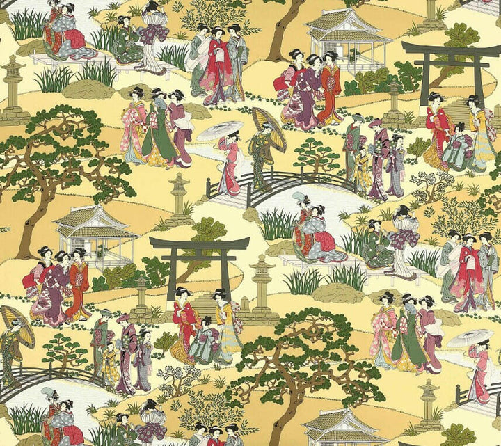Manuel Canovas - Geishas - Epice - Intricate Japanese Garden Designer Cushion Cover - Handmade Throw Pillow - Designer Home Decor.