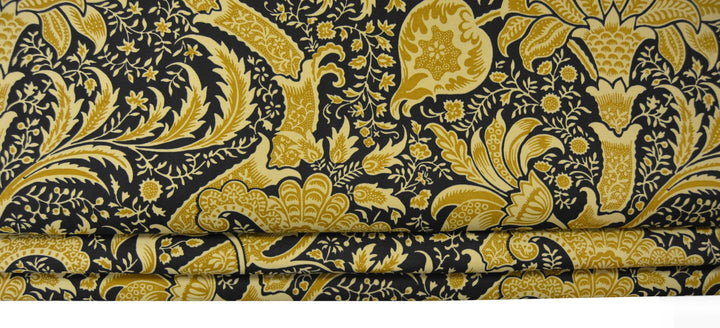 William Morris - Indian - Black & Gold - Made To Measure Professionally Made Roman Blind.