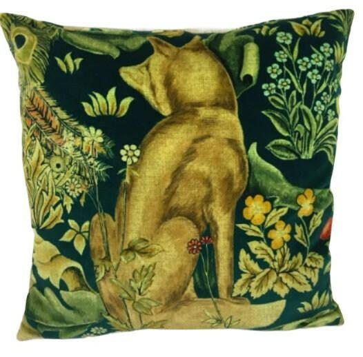 William Morris - Forest Velvet - Azure - Dramatic Woodland Creatures Tapestry Lush Velvet Designer Cushion Cover Handmade Throw Pillow Home.