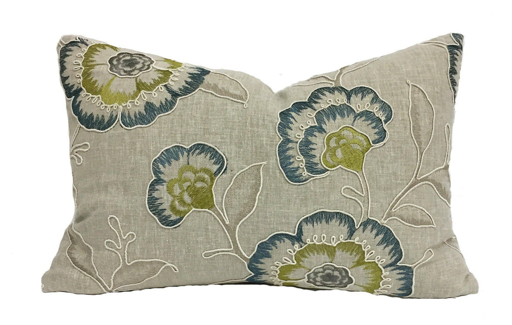 Clarke and Clarke - Richmond - Teal / Acacia - Stunning Embroidered Designer Cushion Cover Throw Pillow Home Decor.
