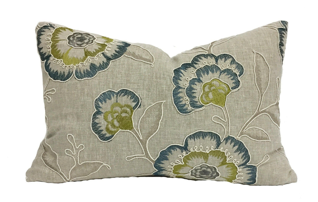 Clarke and Clarke - Richmond - Teal / Acacia - Stunning Embroidered Designer Cushion Cover Throw Pillow Home Decor.