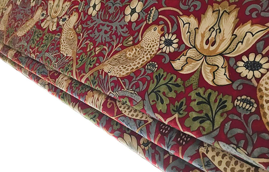 William Morris - Strawberry thief - Crimson/Slate - Made To Measure Professionally Made Roman Blind.