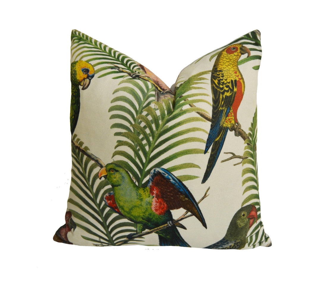 Designers Guild - Parrot and Palm - Azure - Cushion Cover Throw Pillow Designer Home Decor.
