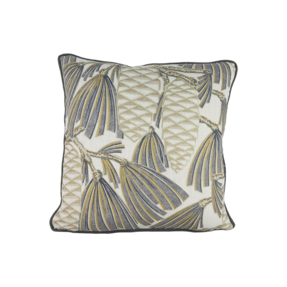 Harlequin - Foxley - Platinum - Stunning Contrast Piped Metallic Art Deco Cushion Cover Throw Pillow Designer Home Decor.