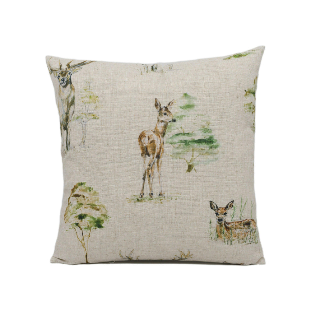 Clarke and Clarke - Deer - Linen - Stunning Designer Cushion Cover Home Décor Throw Pillow.