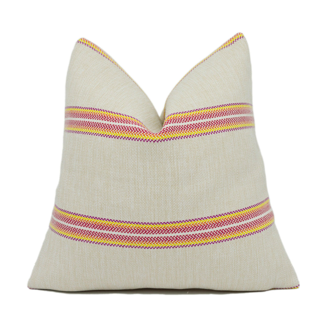 Schumacher - Garden Stripe - Red - Chunky Weave Striped Cushion Cover - Handmade Throw Pillow - Designer Home Décor.