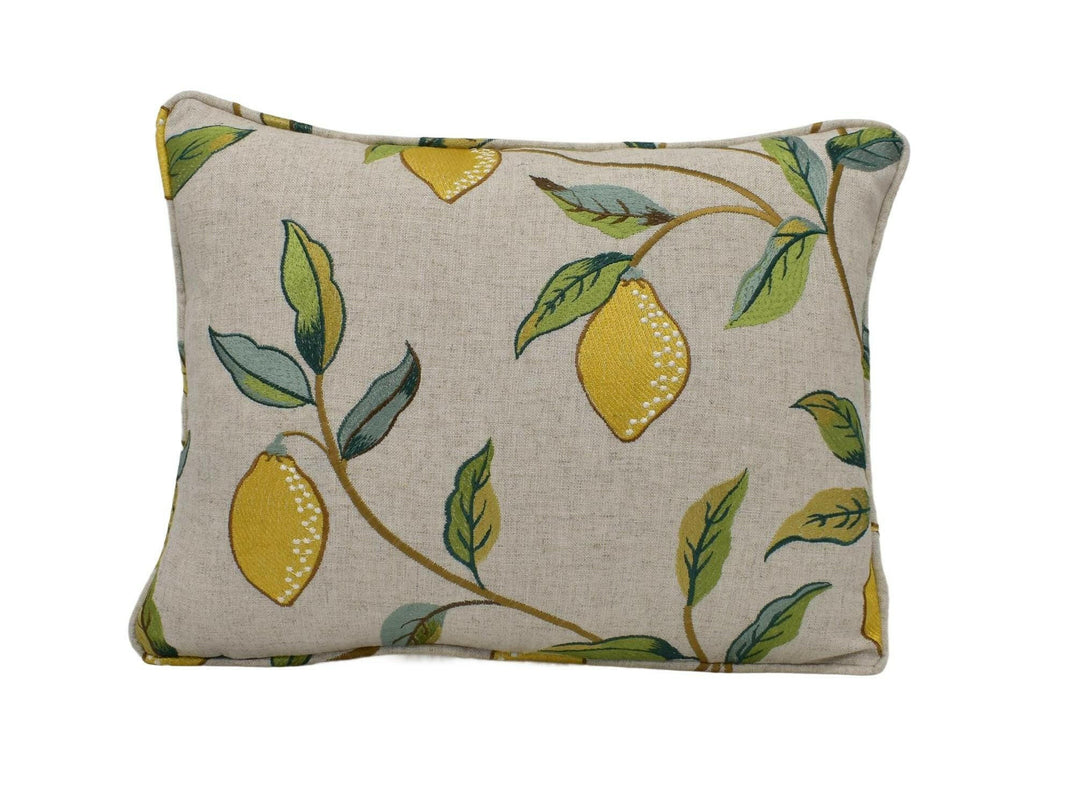 William Morris - Lemon Tree Embroidery - Bay Leaf / Lemon - Exquisitely Detailed Embroidered Classic Designer Cushion Cover - Handmade Throw.