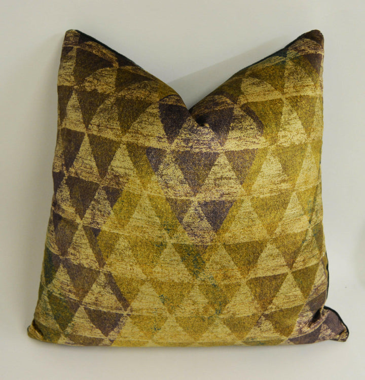 Zoffany - Zais -  Bronze / Indigo / Emerald - Contemporary Geometric Velvet Cushion Cover - Handmade Throw Pillow Designer Home Decor.