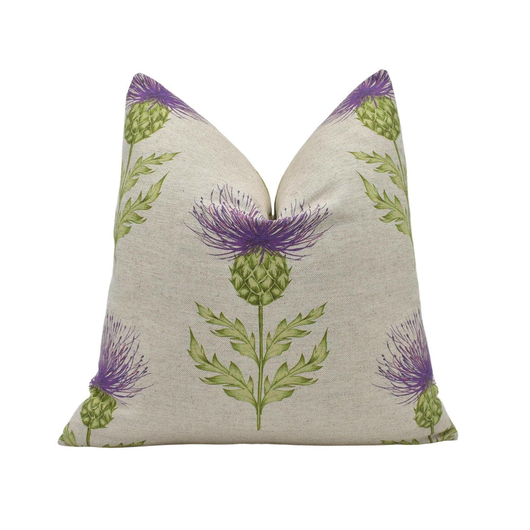 Voyage - Blair - Damson - Classic Scottish Thistle Designer Cushion Cover - Luxury Floral Throw Pillow - Handmade Home Decor - Linen Pillow.