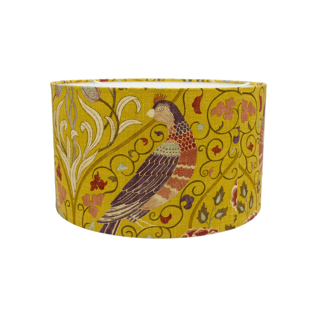 William Morris - Seasons by May - Saffron - Lampshade - Ceiling Light -  Intricate Elegant Floral Parakeet Bird Handmade Designer Home Décor.