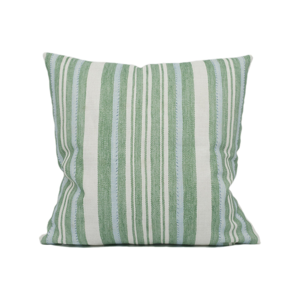 Jane Churchill - Tulsi Stripe - Green - Lively Modern Striped Cushion Cover - Handmade Throw Pillow - Designer Home Décor.