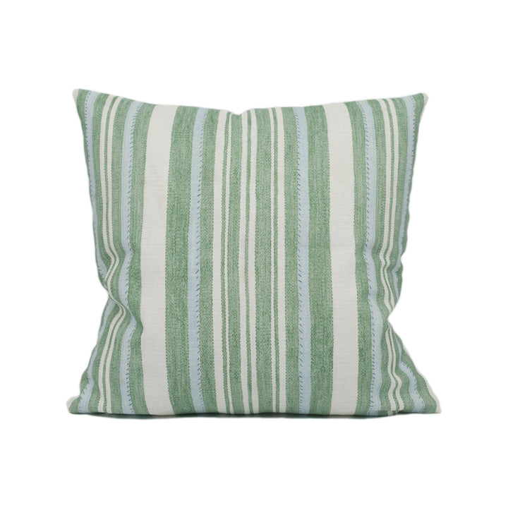 Jane Churchill - Tulsi Stripe - Green - Lively Modern Striped Cushion Cover - Handmade Throw Pillow - Designer Home Décor.