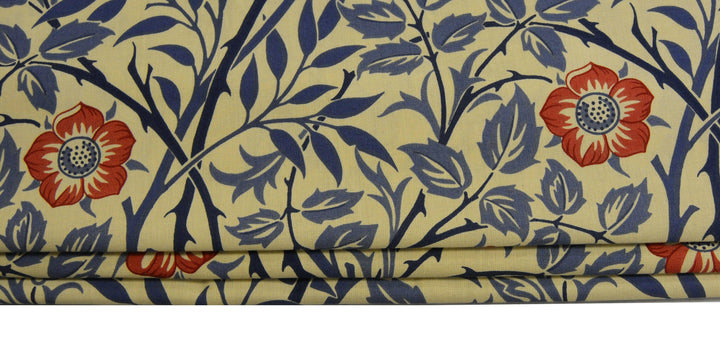 William Morris - Sweet Briar - Indigo / Red  - Professionally Made Roman Blind Made to Measure.