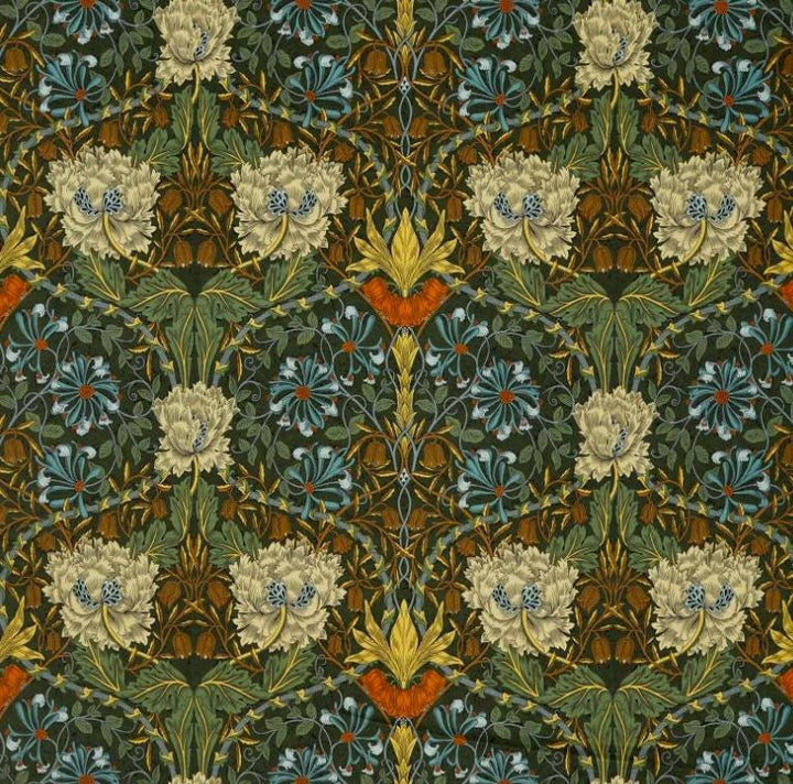 William Morris - Honeysuckle & Tulip Velvet - Forest / Chestnut - Gorgeous Sumptuous Velvet Floral Designer Cushion Cover - Luxury Throw.