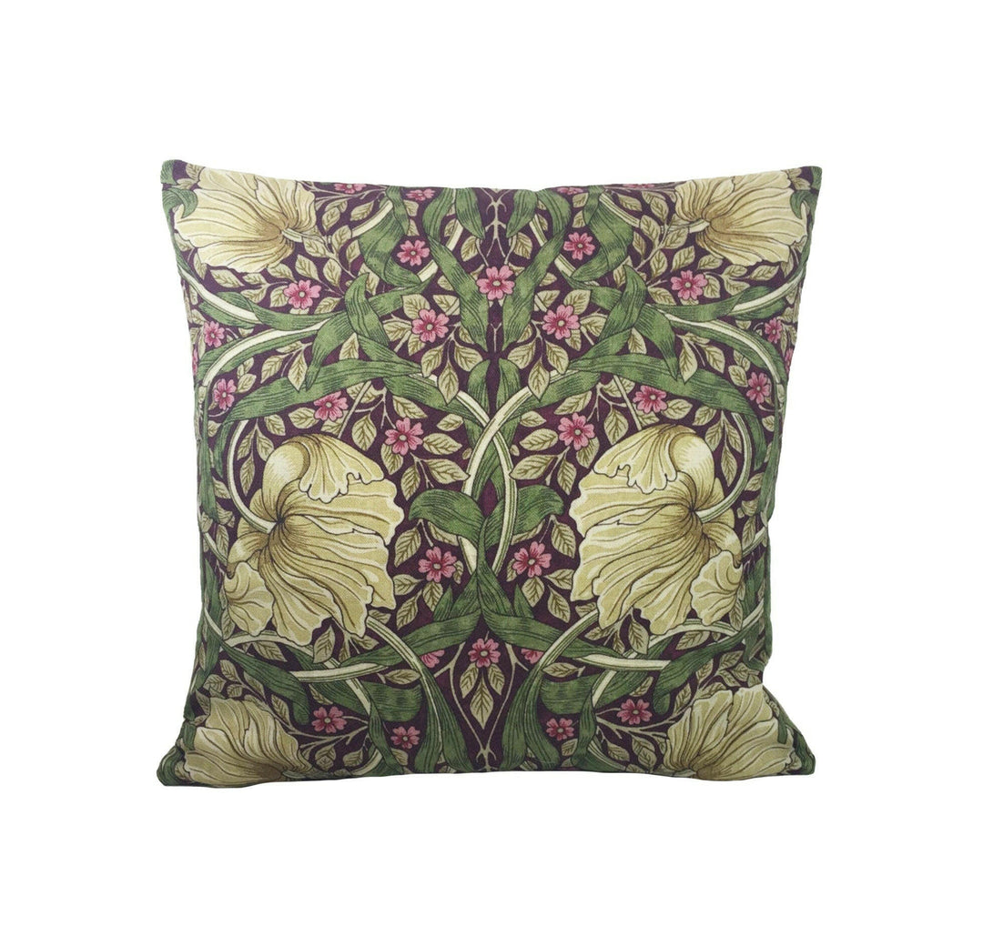 William Morris - Pimpernel - Aubergine / Olive - Cushion Cover Throw Pillow Designer Home Decor.
