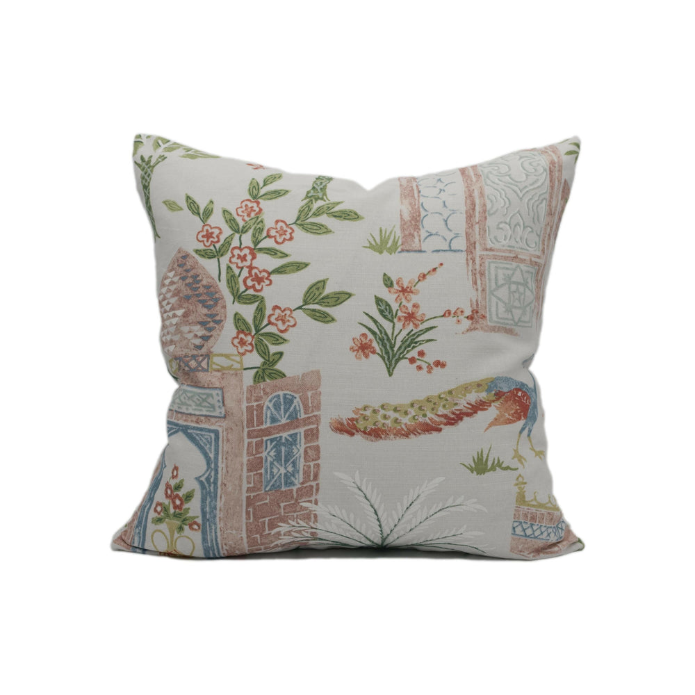 Jane Churchill - Persian Grove - Pink / Grey - Delicate Indian Garden Cushion Cover - Handmade Throw Pillow Designer Home Décor.