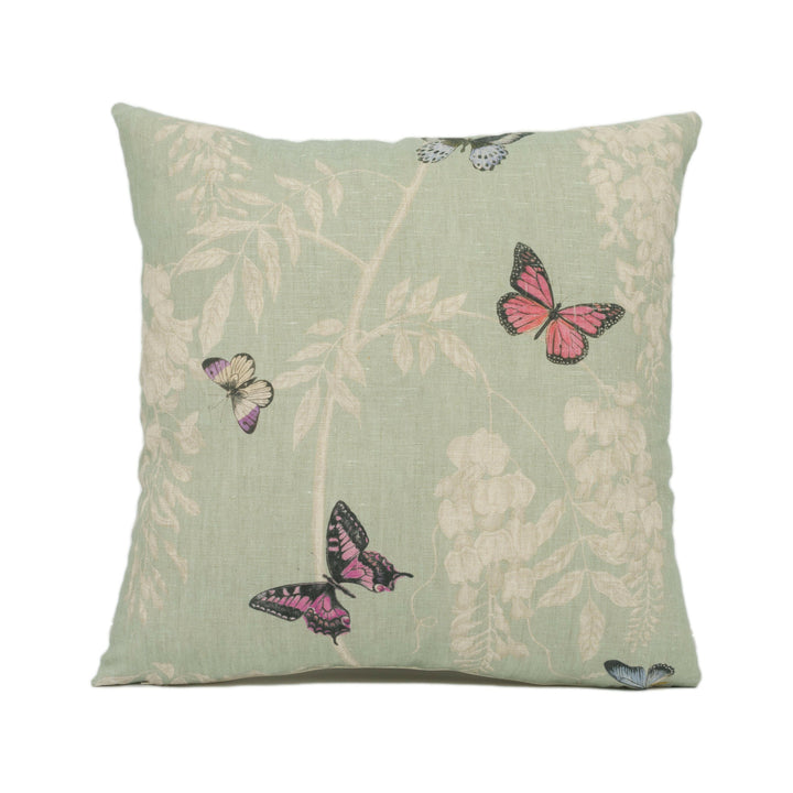 Sanderson - Wisteria & Butterfly - Seaspray / Multi - Pretty Floral Vine Cushion Cover - Handmade Throw Pillow - Designer Home Décor.