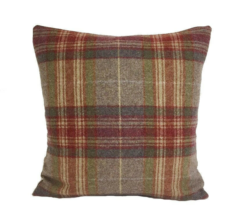 Abraham Moon - Threshfield - Rhodolite -  100% Wool Cushion Cover - Designer Plaid Pillow Cover - Handmade Custom Abraham Moon Pillowmade.