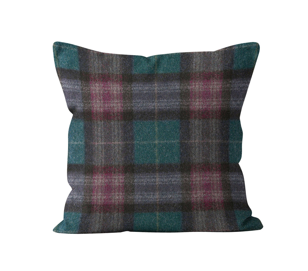 Abraham Moon - Threshfield - Jade - 100% Wool Cushion Cover - Designer Plaid Pillow Cover - Handmade Custom Abraham Moon Pillow.