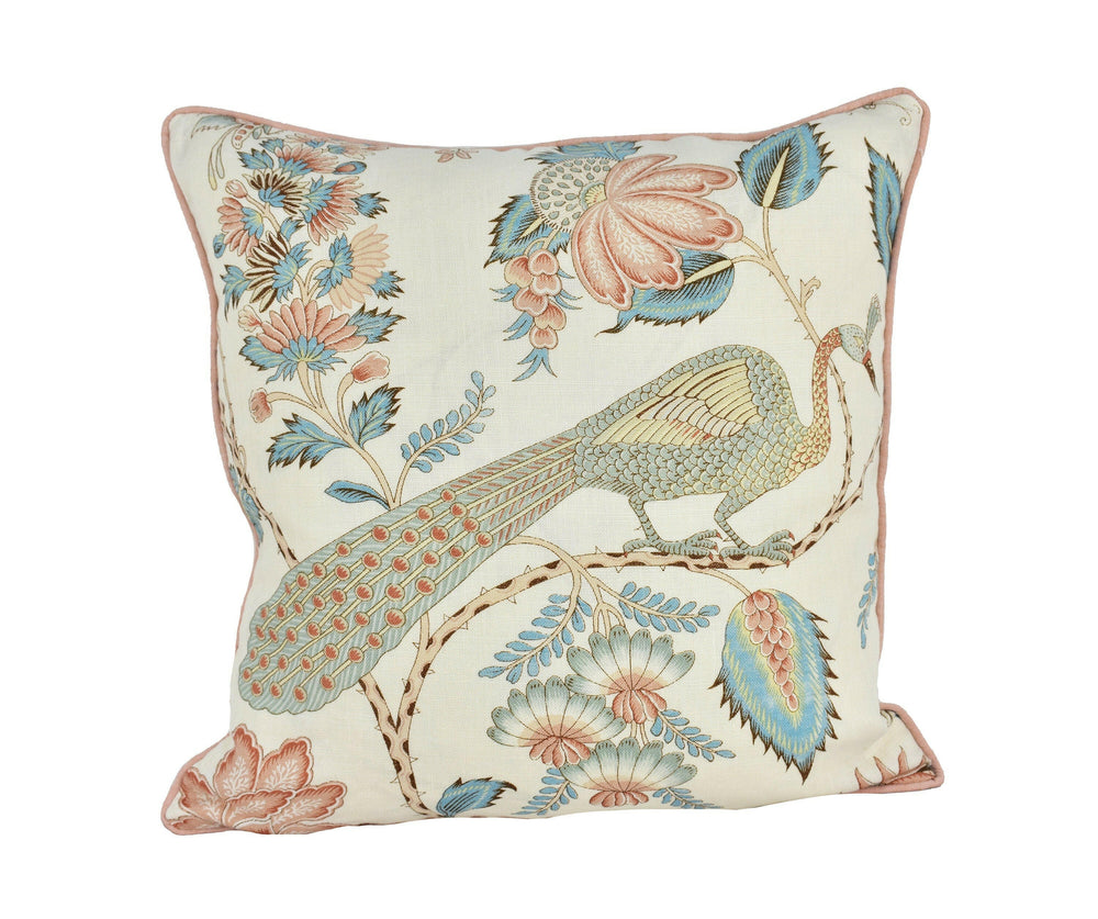 Schumacher - Campagne - Peacock & Rouge - Lush Lively French Floral Designer Cushion Cover - Handmade Throw Pillow - Designer Home Decor.
