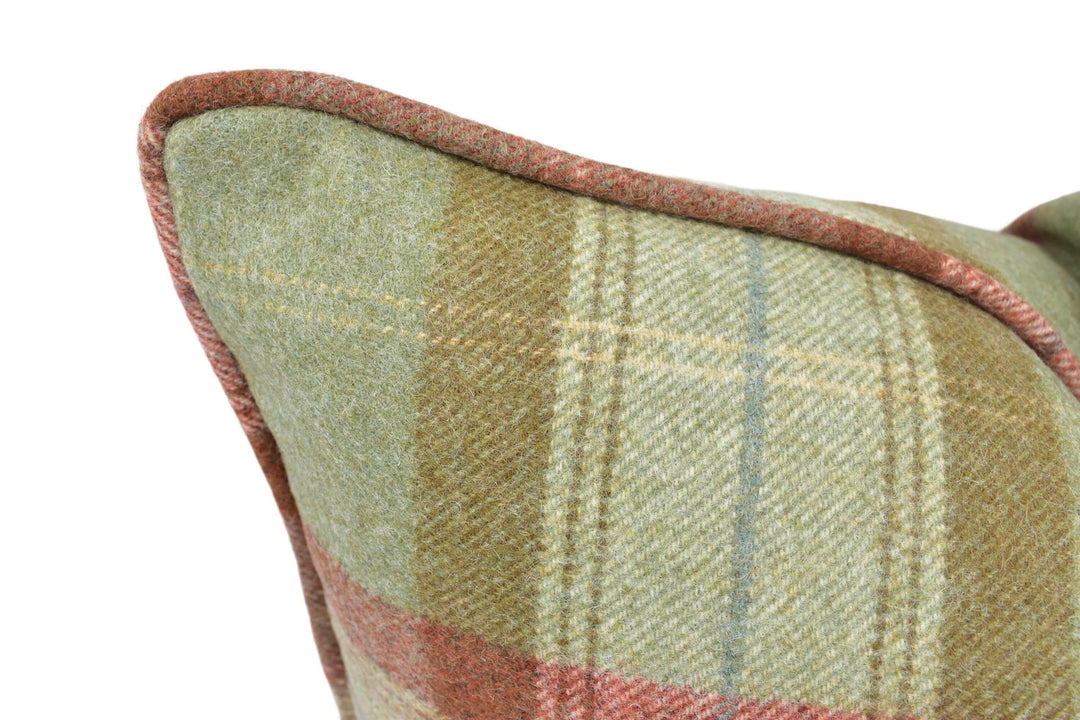 Abraham Moon - Skye - Agate -  100% Wool Cushion Cover - Designer Plaid Pillow Cover - Traditional Wool Pillow - Red & Green Plaid Pillow.