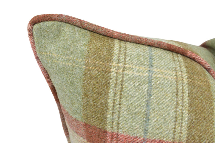 Abraham Moon - Skye - Agate -  100% Wool Cushion Cover - Designer Plaid Pillow Cover - Traditional Wool Pillow - Red & Green Plaid Pillow.