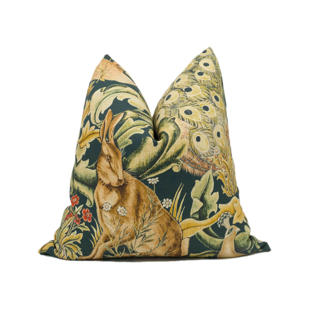 William Morris - Forest Linen - Charcoal - Elegant English Countryside Wildlife Cushion Cover - Handmade Throw Pillow - Designer Home Décor.